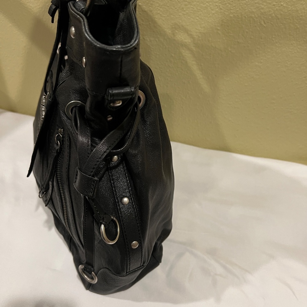 Juicy Couture Genuine Black Leather Hobo Shoulder Handbag - Picture 5 of 16